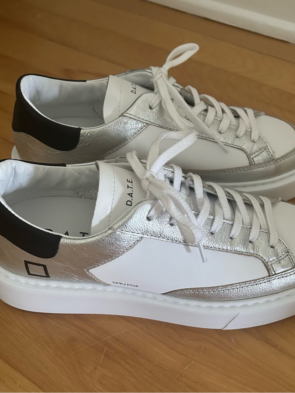 D.A.T.E White & Silver Sneakers - Picture 2 of 8